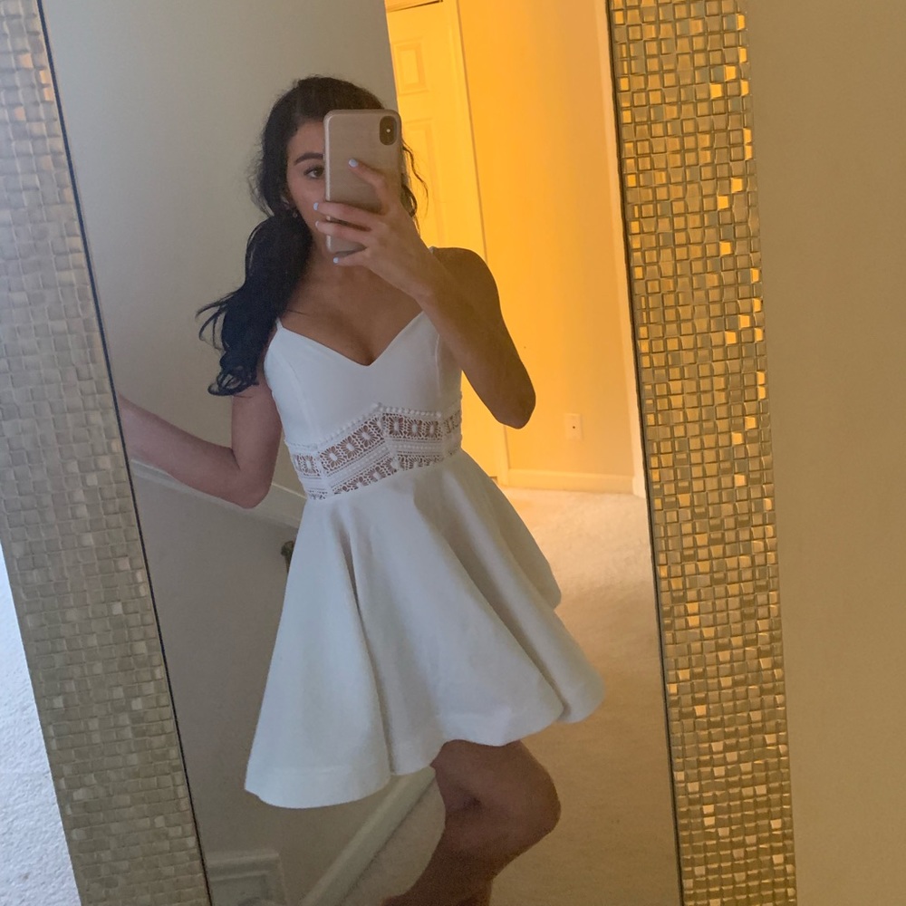 White Xenia fit and flare mini dress